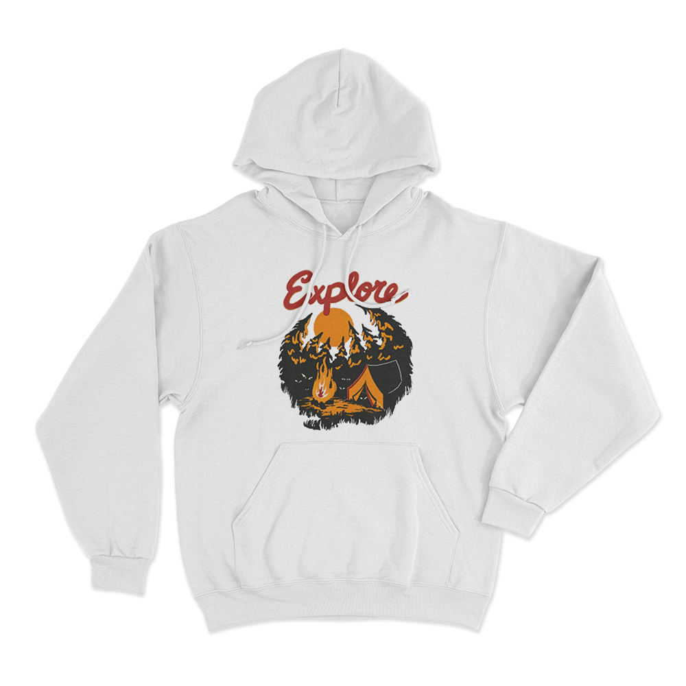 Explore Unisex Hoodie White Explore Unisex Hoodie White