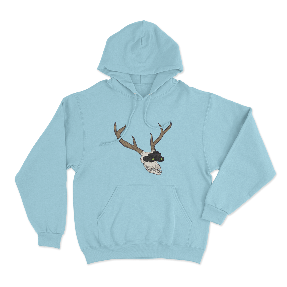 Wendigoon Antler Skull Logo Unisex Hoodie Sky Blue Wendigoon Antler Skull Logo Unisex Hoodie Sky Blue