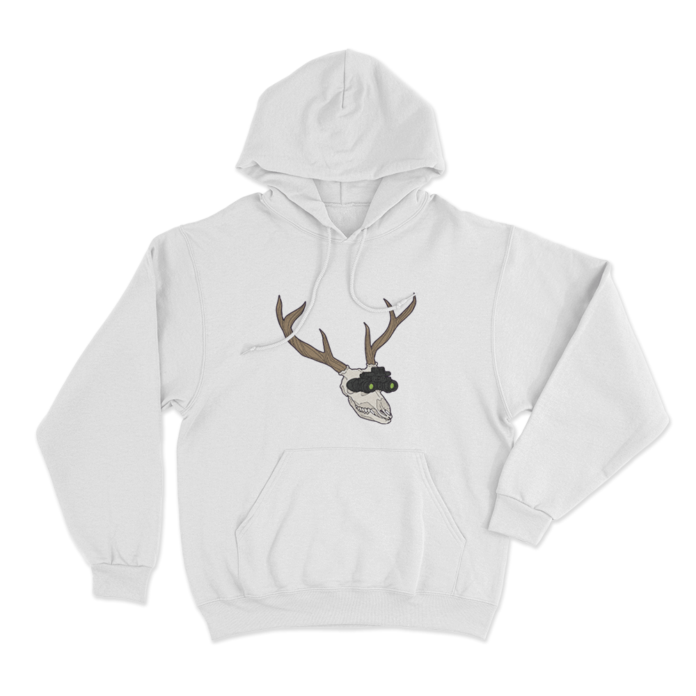 Wendigoon Antler Skull Logo Unisex Hoodie White Wendigoon Antler Skull Logo Unisex Hoodie White