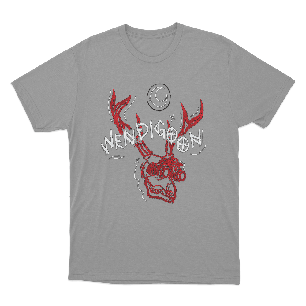 Wendigoon Antler Skull Unisex T Shirt Grey Wendigoon Antler Skull Unisex T Shirt Grey