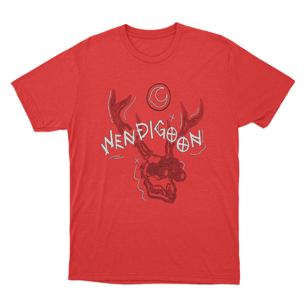Wendigoon Antler Skull Unisex T Shirt Red Wendigoon Antler Skull Unisex T Shirt Red