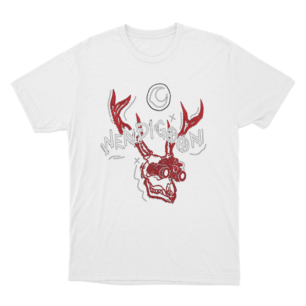 Wendigoon Antler Skull Unisex T Shirt White Wendigoon Antler Skull Unisex T Shirt White